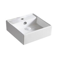 Fienza Helen Junior Ceramic Above Counter Basin Gloss White One Tap Hole 380mm x 380mm TR4148