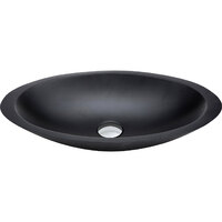 Fienza Bahama Cast Stone Solid Surface Above Counter Basin Matte Black No Tap Hole 600mm x 350mm CSB01-MB