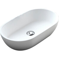 Fienza Nero Cast Stone Solid Surface Above Counter Basin Matte White No Tap Hole 580mm x 380mm CSB63