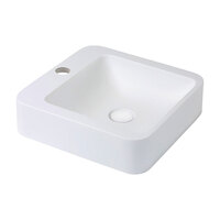 Fienza Rondo 400 Cast Stone Solid Surface Above Counter Basin Matte White One Tap Hole 410mm x 415mm CSB09