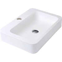 Fienza Rondo 600 Cast Stone Solid Surface Above Counter Basin Matte White One Tap Hole 600mm x 415mm CSB010