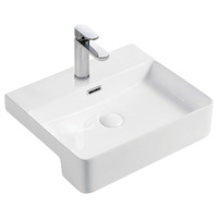 Fienza Petra Semi Recessed Basin Gloss White One Tap Hole 500mm x 420mm RB4044