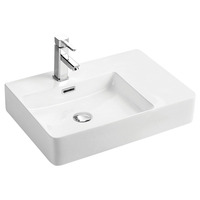 Fienza Petra Left Hand Wall Hung Basin Gloss White One Tap Hole 600mm x 420mm RB2223L