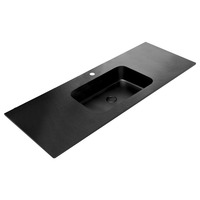 Fienza Montana 1200 Solid Surface Basin Top Matte Black One Tap Hole 1200 x 460 x 15 mm MON120