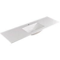 Fienza Vanessa 1500 Single Bowl Poly Marble Basin Top Gloss White One Tap Hole 1500mm x 460mm 150VANS