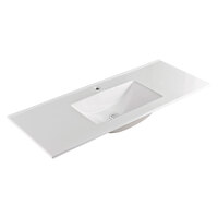 Fienza Vanessa 1200 Single Bowl Poly Marble Basin Top Gloss White One Tap Hole 1200mm x 460mm 120VAN