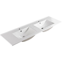 Fienza Dolce 1500 Double Bowl Ceramic Basin Top Gloss White Three Tap Holes 1500mm x 460mm TCL150D