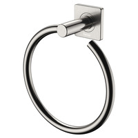 Fienza Guest Towel Holder Ring Square Plate Brushed Nickel Sansa 83202BN