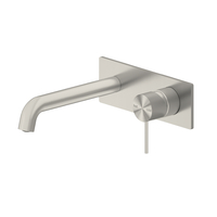 Nero Tapware Mecca Wall Basin Mixer 185mm Spout Brushed Nickel NR221907a185BN