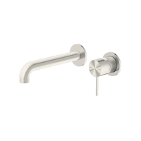 Nero Tapware Mecca Wall Basin Mixer Separate Back Plate 230mm Spout Brushed Nickel NR221907c230BN