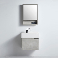 BNK Cement 600mm Shaving Mirror Cabinet and Bathroom Vanity Cabinet Rimini MC-62060(CG) & CB-44060(CG)