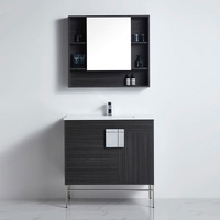 BNK Shaving Mirror Cabinet and Bathroom Vanity Cabinet 750mm Dark Grey Burano MC-61090(DG) & CB-41090(DG)