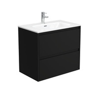 Fienza Joli Amato 750 Bathroom Vanity Wall Hung Vanity Satin Black JOL75BB