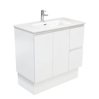 Fienza Joli Fingerpull Bathroom 900 Vanity on Kickboard Satin White JOL90ZKR
