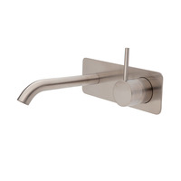 Fienza Up Wall Basin Bath Mixer Set Brushed Nickel Square Plate 160mm Outlet Kaya 228119BN