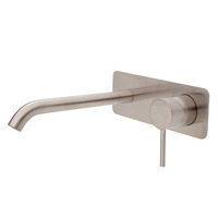 Fienza Wall Basin / Bath Mixer Set Brushed Nickel Square Plate 200mm Outlet Kaya 228106BN-200