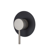 Fienza Shower Wall Mixer Brushed Nickel Large Round Matte Black Plate Bathroom Tap Kaya 228101BNB-3