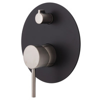 Fienza Shower Wall Diverter Mixer Brushed Nickel Large Matte Black Round Plate Bathroom Tap Kaya 228102BNB