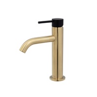Fienza Bathroom Basin Mixer Tap Urban Brass With Matte Black Handle Kaya 228103UB