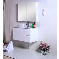 Best BM Bathroom Vanity Cabinet 900mm 2 Doors 2 Drawers Gloss White Wall Hung BVW-900