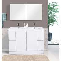 Best BM Bathroom Vanity Cabinet Freestanding 1200 mm Double Bowl Gloss White Ensuite Vanities BVN-1200DB