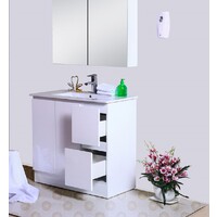 Best BM Bathroom Vanity Cabinet 900mm 2 Drawers Gloss White Freestanding BVN-900