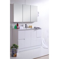 Best BM Bathroom Vanity Cabinet 2 Doors 4 Drawers 1200 mm Freestanding Gloss White BVN-1200