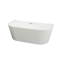 Zumi Bathtub Free Standing Back To Wall Bath Tub Gloss White 1700mm BT6835-1700