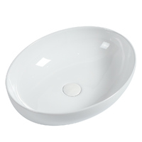 Zumi Above Counter Basin + Ceramic Pop-up Waste Round 520mm x 400mm Gloss White Pesini Z5239GW