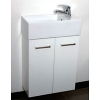Cabinet & Basin Top Gloss White Bathroom Vanity Wall Hung TINY 50W