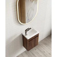 Otti Mini Ensuite Vanity 400mm Fluted with Basin Wall Hung Bathroom Cabinet Sable Walnut SP400SW