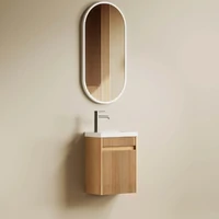 Otti Mini Ensuite Vanity 400mm Fluted with Basin Wall Hung Bathroom Cabinet Woodland Oak SP400WL