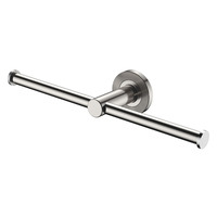 Fienza Axle Double Toilet Roll Holder Round Plate Brushed Nickel 83109BN