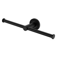 Fienza Axle Double Toilet Roll Holder Round Plate Matte Black 83109MB