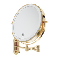 Round Swivel LED Magnifying Bathroom Mirror Fienza Urban Brass MM20-UB