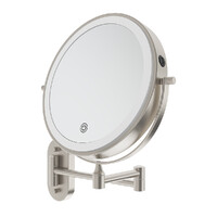 Round Swivel LED Magnifying Bathroom Mirror Fienza Brushed Nickel MM20-BN