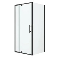 Oceano Shower Screens 1000 x 2000 Matte Black Finish Louve Square Pivot LS10FMB - LS10RMB