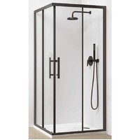Oceano Shower Screens 1000 x 1000 Matte Black Finish Louve Square Pivot LS10FMB - LS10RMB