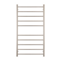 Radiant Heated Towel Ladder Round 10 Bar Electronic Clothes Towel Warmer 600 x 1100mm Brushed Nickel BN-RTR02