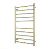Radiant Heated Towel Ladder Round 10 Bar Electronic Clothes Towel Warmer 600 x 1100mm Light Gold LG-RTR02