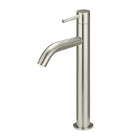 Meir Piccola Tall Vessel Bathroom Basin Mixer Tap 130mm Round Brushed Nickel MB03XL.01-PVDBN