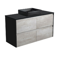 Fienza Luciana Black Sparkle Amato 1200 Wall Hung Vanity Above Counter Basin Industrial Grey LBB120BXB