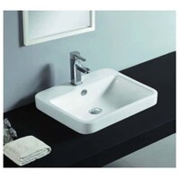 ECT Global Semi Half Insert Basin Ceramic Vanity Bathroom Sink WHITE Coco WB 5144A 