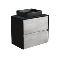 Fienza Luciana Black Sparkle Amato 750 Wall Hung Vanity Above Counter Basin Industrial Grey LBB75BXB