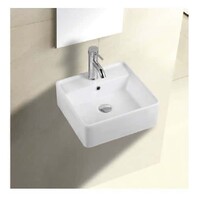 ECT Global Wall Hung Basin Square Ceramic Bathroom Vanity with Bracket Gloss White COCO WB 4014W