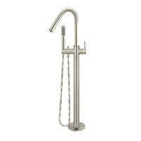 Meir Round Freestanding Bath Tub Filler Spout and Hand Shower Brushed Nickel MB09-PVDBN