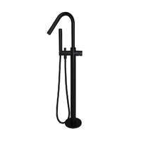 Meir Round Pinless Freestanding Bath Tub Filler Spout and Hand Shower Matte Black MB09PN
