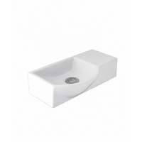 Seima Wall Mount Ceramic Basin Compact and Wash 405mm x 220mm 0TH Left Hand Bowl Right Hand Shelf with Overflow Gloss White SYROS 405 191086