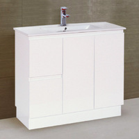 Best BM Bathroom Rio Slimline Freestanding Vanity Cabinet 900mm 2 Doors 2 Drawers White BVS-900