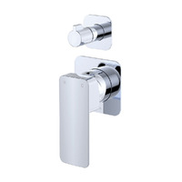Fienza Tono Wall Diverter Mixer Bathroom Shower Tap Square Plates Chrome 233102-4